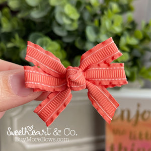 Coral Ruffle Mini Pinwheel Hairbow