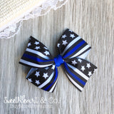 Thin Blue Line Police Hair Bow