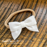 White Velvet Bow Baby Headband