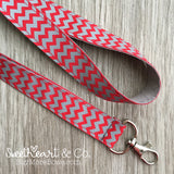 Red & Gray Chevron Lanyard