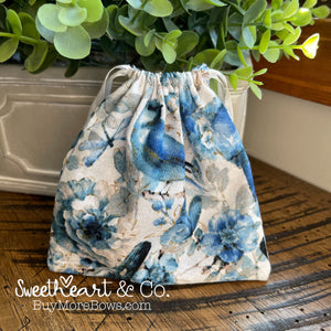 Blue Birds Drawstring Bag