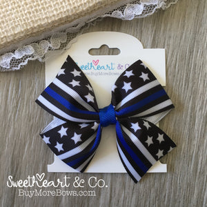 Thin Blue Line Police Hair Bow