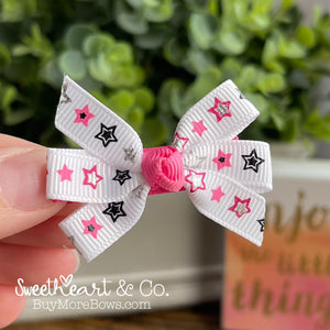 Pink and Silver Stars Mini Pinwheel Hairbow