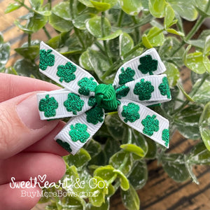 Glitter Shamrocks Mini Pinwheel Hairbow