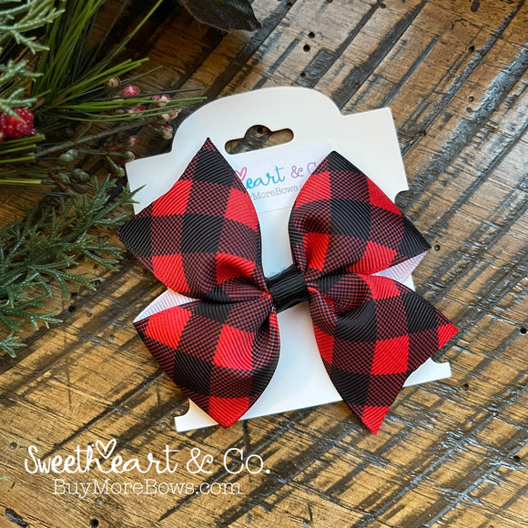 Red Buffalo Plaid Hair Bow