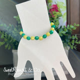 Green & Yellow School Team Beaded Bracelet