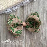 Christmas Holly Burlap Hair Bow