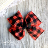 Black & Red Buffalo Plaid Hair Bow