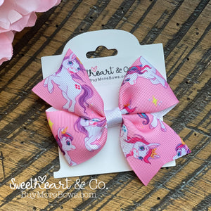 Pink Unicorns Hair Bow