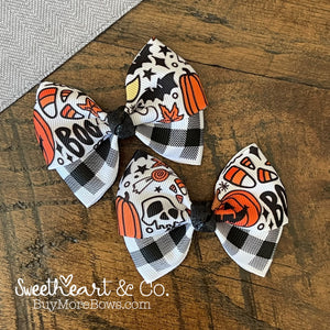 Halloween Plaid Peekaboo Pigtail Bows