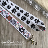 Kitty Cats & Paw Prints Lanyard