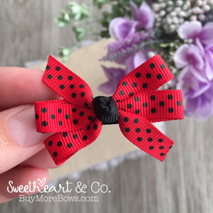 Red & Black Swiss Dots Mini Pinwheel Hairbow