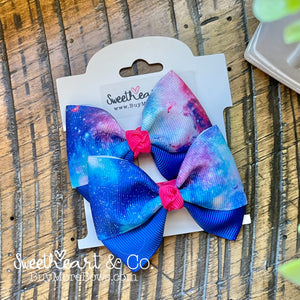 Pink & Blue Galaxy Peekaboo Pigtail Bows