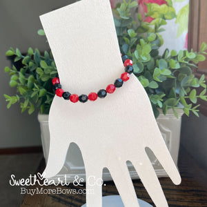 Red & Black School Team Beaded Bracelet