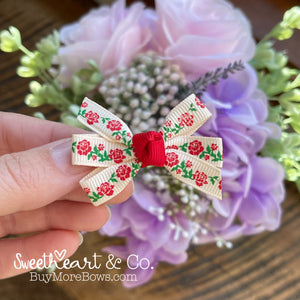 Red Roses Mini Pinwheel Hairbow