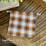 Orange & Gray Plaid Drawstring Bag