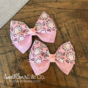 Girly Ghosts Halloween Peekaboo Pigtail Bows