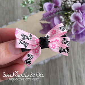 Zebra Bows Mini Pinwheel Hairbow