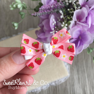 Strawberries Mini Pinwheel Hairbow