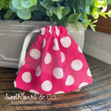 Pink & White Dots Drawstring Bag