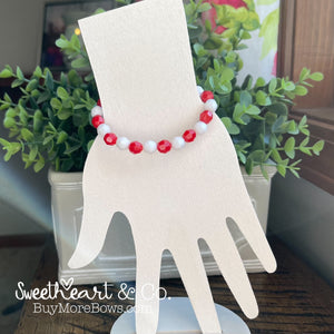 Red & White School Team Beaded Bracelet