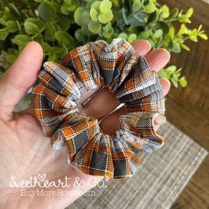 Orange & Gray Fall Plaid Scrunchie