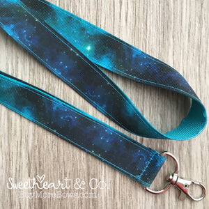 Teal Galaxy Nebula Space Lanyard