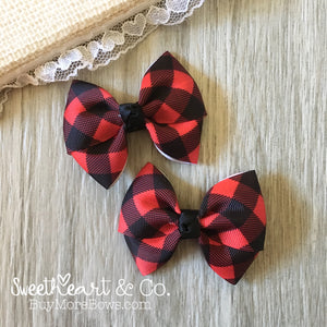 Red Buffalo Plaid Peekaboo Pigtail Bows