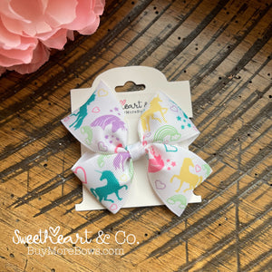 Pastel Unicorns Hair Bow