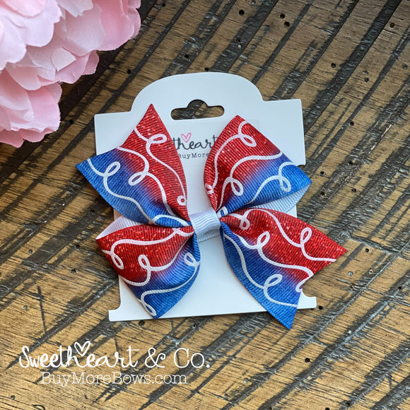 Patriotic Glitter Doodles Hair Bow