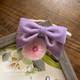 Lavender Velvet Bow Baby Headband