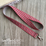 Red & Gray Chevron Lanyard