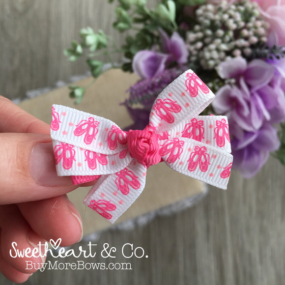 Ballet Slippers Mini Pinwheel Hairbow