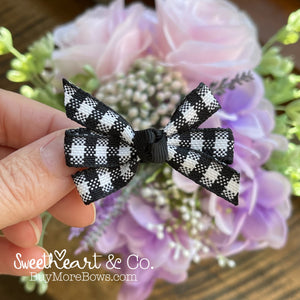 White Buffalo Plaid Mini Pinwheel Hairbow