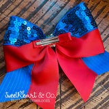 Blue & White Sparkle Cheer Bow