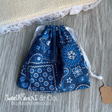 Blue Bandana Drawstring Bag