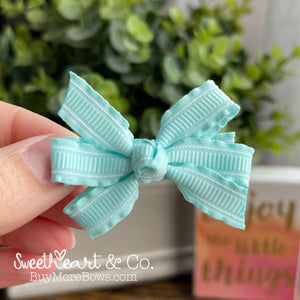 Aqua Ruffle Mini Pinwheel Hairbow