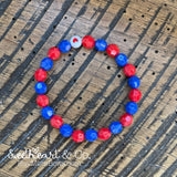 Red & Blue School Team Beaded Bracelet