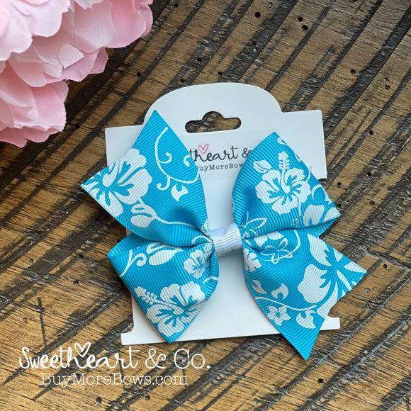 Blue Hibiscus Hair Bow