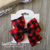 Black & Red Buffalo Plaid Hair Bow