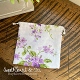 Purple Flowers Drawstring Bag